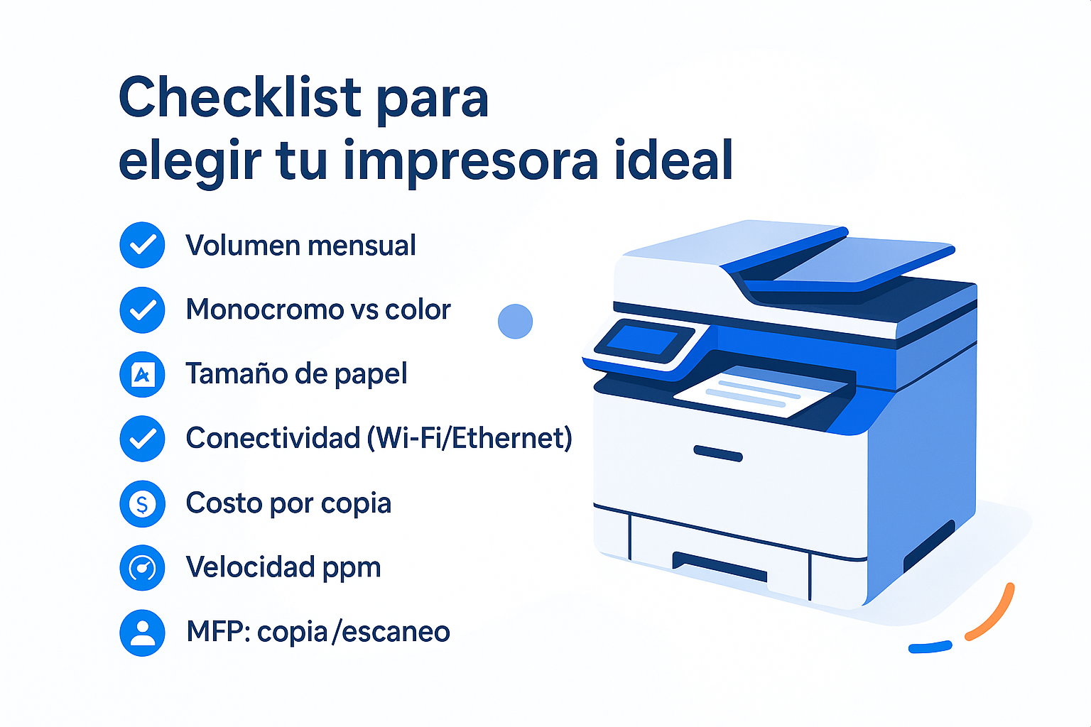 Checklist para elegir tu impresora empresarial